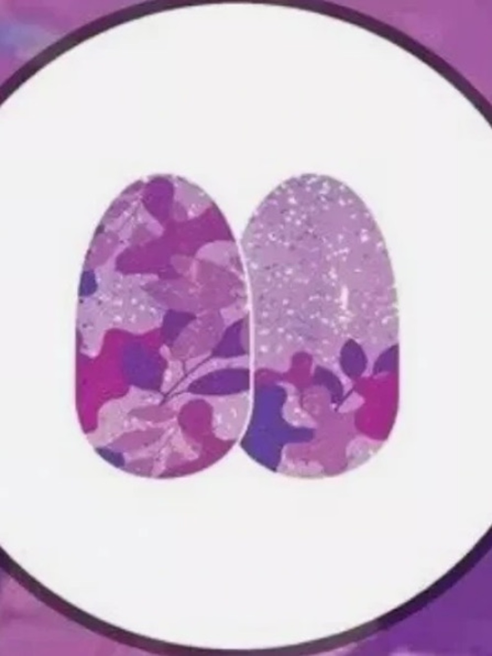 Color Street Nail Polish Strips GLAD YOU CAMO purple floral glittery FDG397 NEW